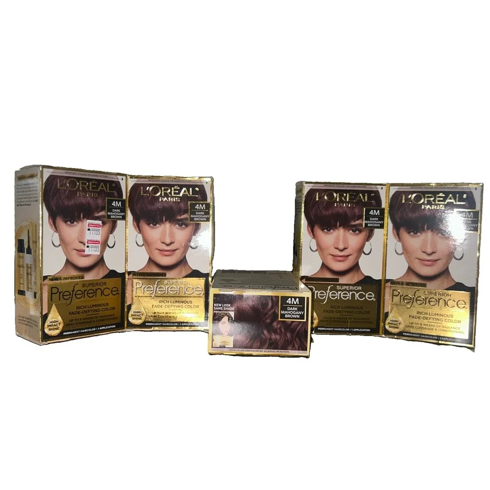 Lot Of 5 L'Oreal Superior Preference Permanent Hair Color 4M Dark Mahogany Brown